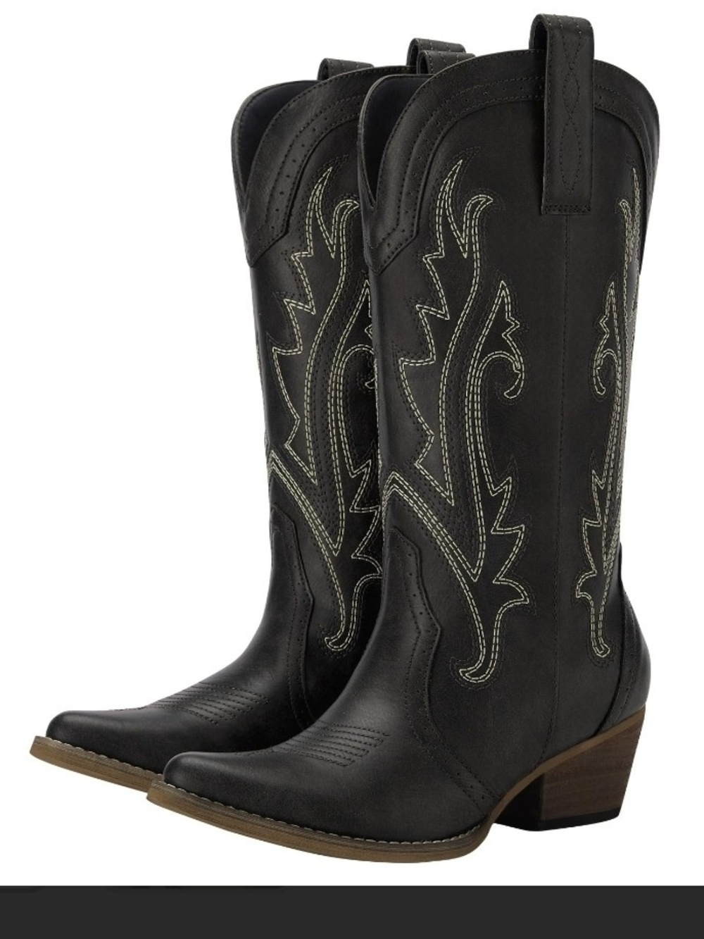 Women's Black Western Stitch Cowgirl Heeled Boots